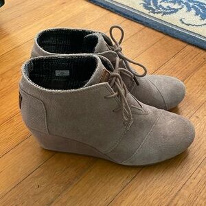 TOMS Desert Wedge Suede Ankle Booties